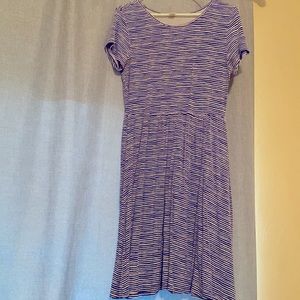 Blue and white striped dress